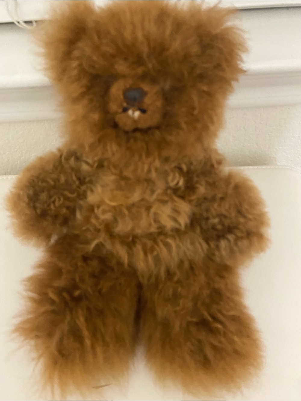 Vintage Au Gres Sheep Factory Alpaca Fur Teddy Bear Plush Handmade Peru Brown 9”